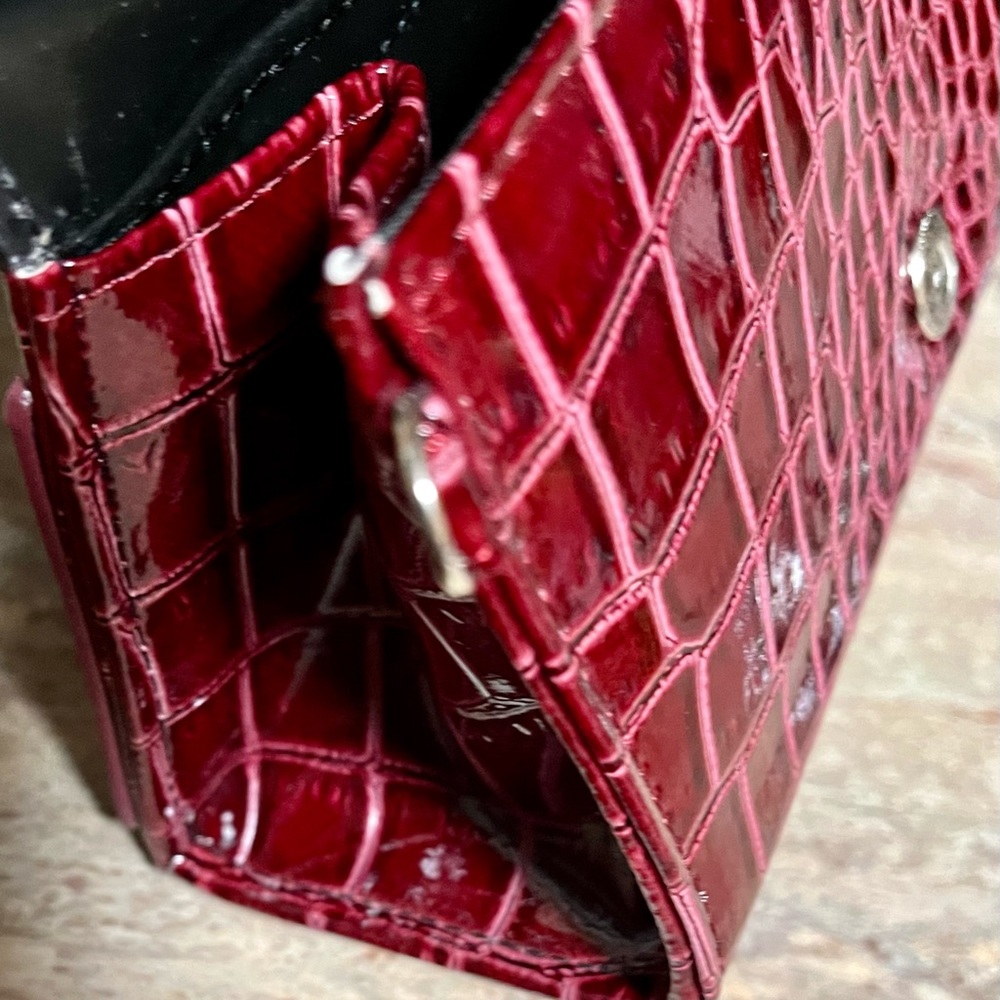 NWOT Just Solutions Eye Pockit burgundy Croco convertible clutch bag - Picture 9 of 15